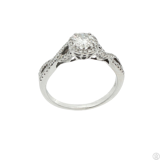 14k White Gold Engagement Ring with 1 ctw Diamonds Size 9