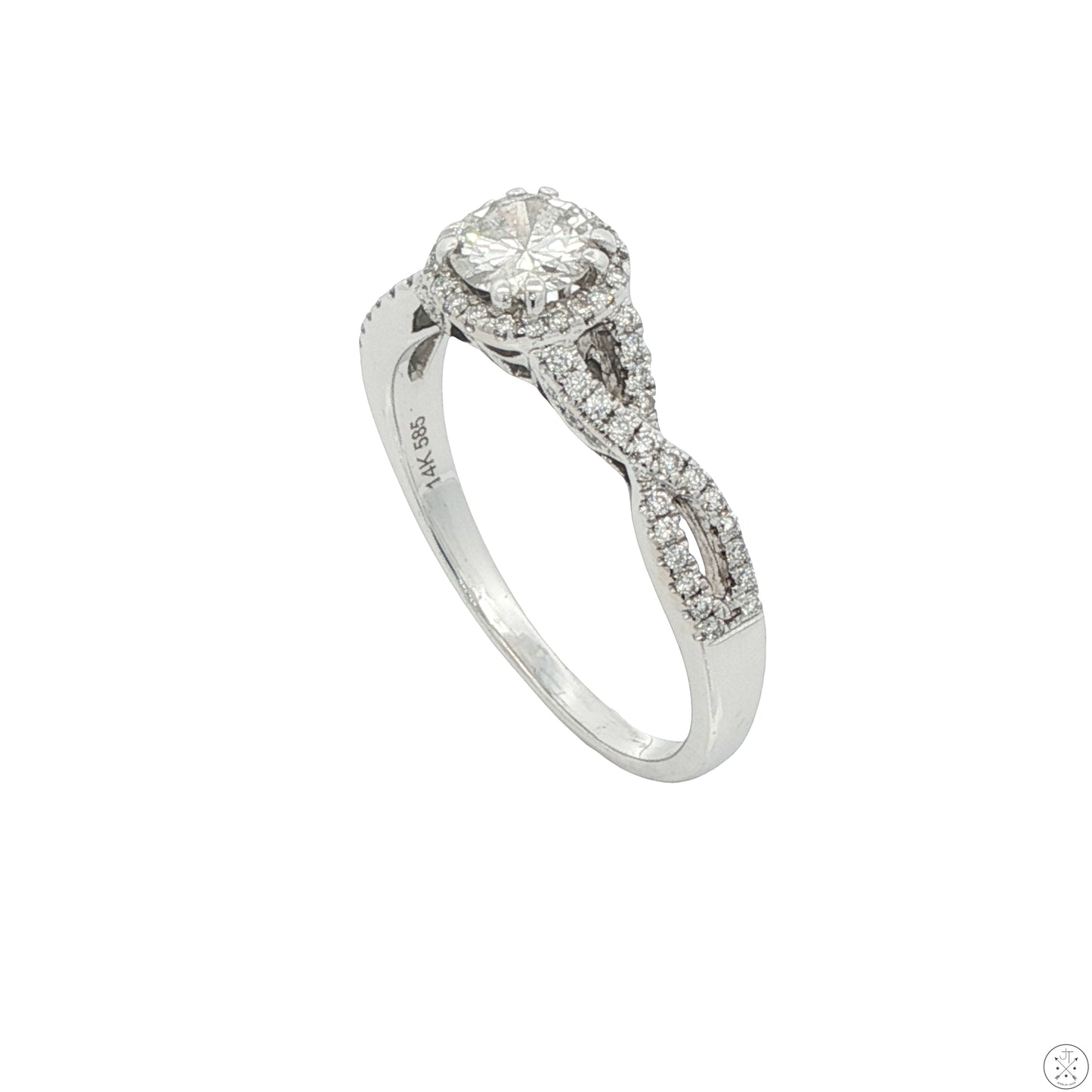 14k White Gold Engagement Ring with 1 ctw Diamonds Size 9