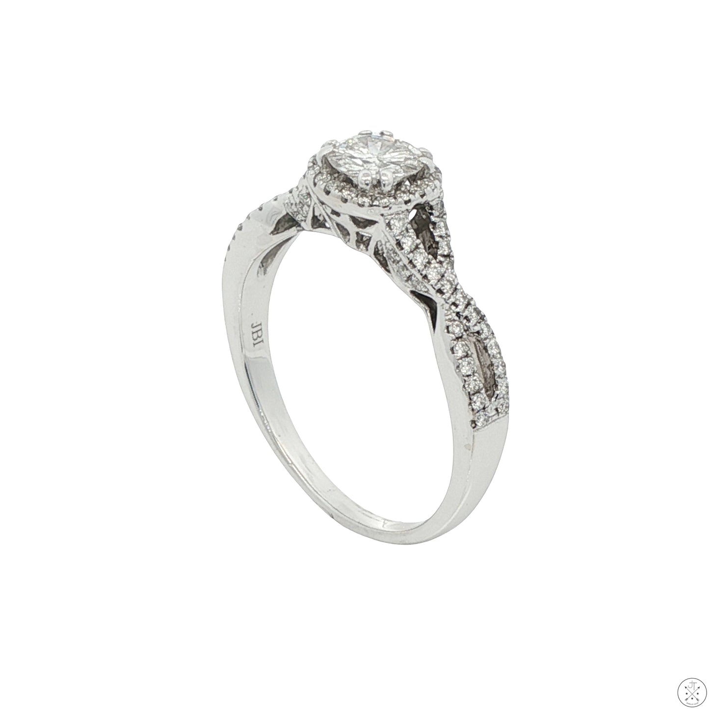 14k White Gold Engagement Ring with 1 ctw Diamonds Size 9