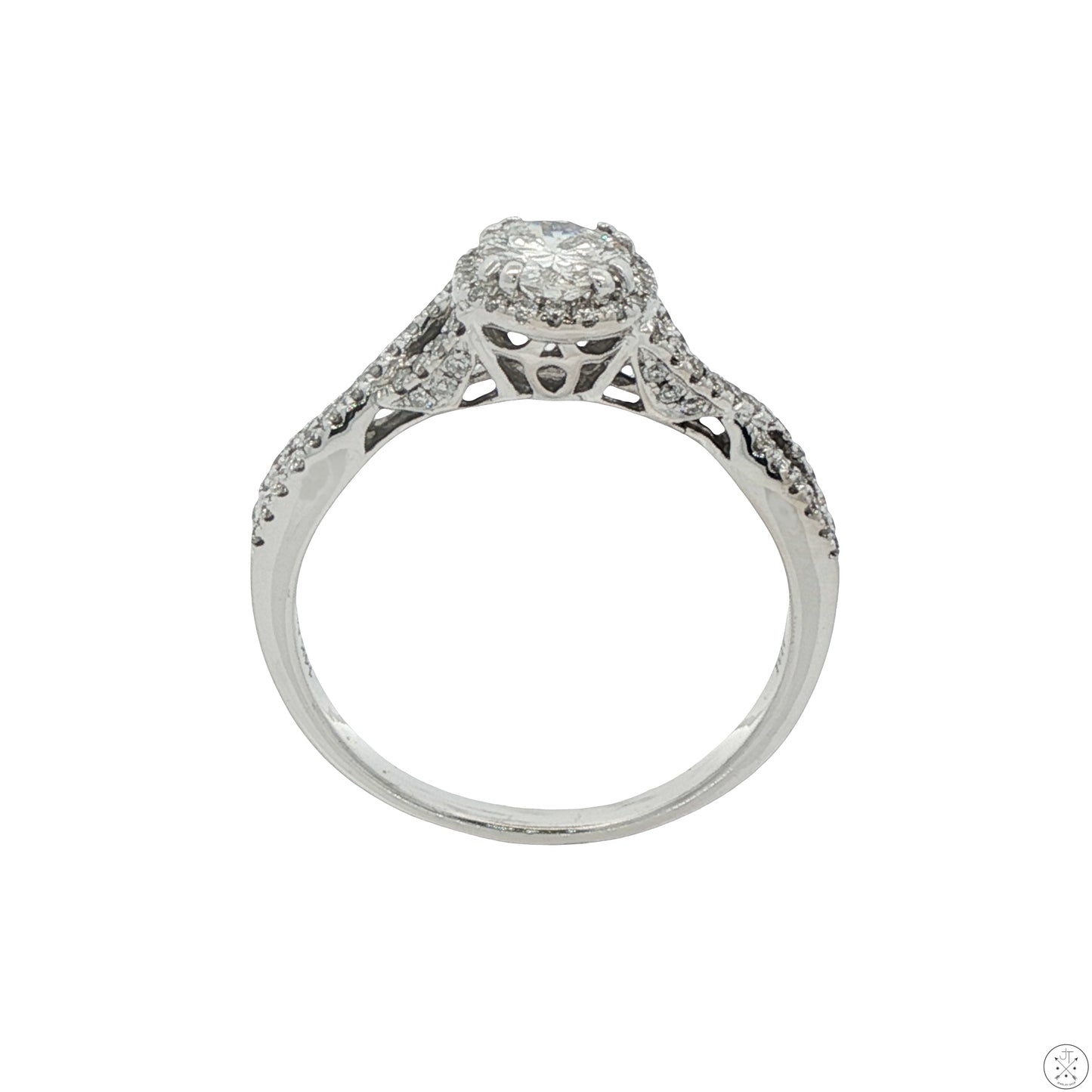 14k White Gold Engagement Ring with 1 ctw Diamonds Size 9