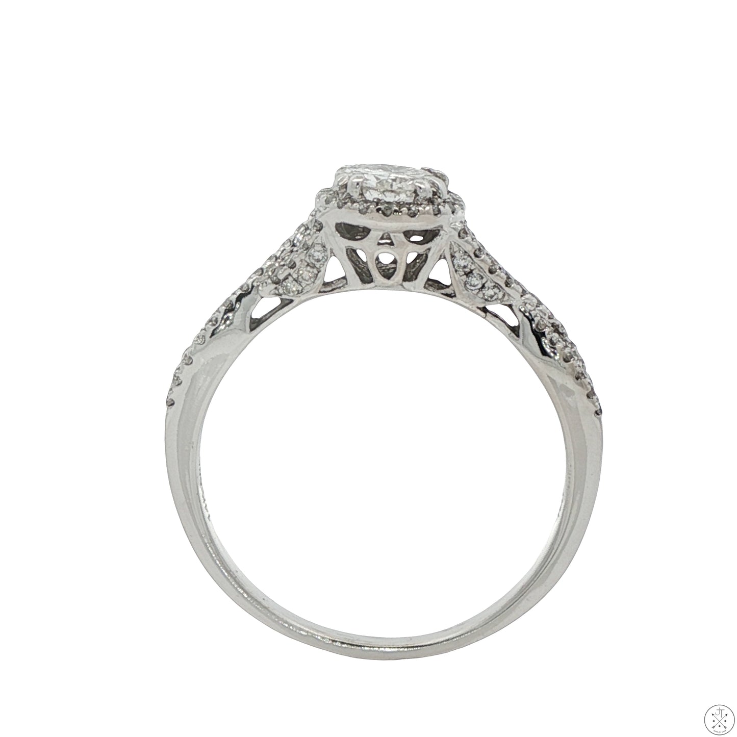 14k White Gold Engagement Ring with 1 ctw Diamonds Size 9