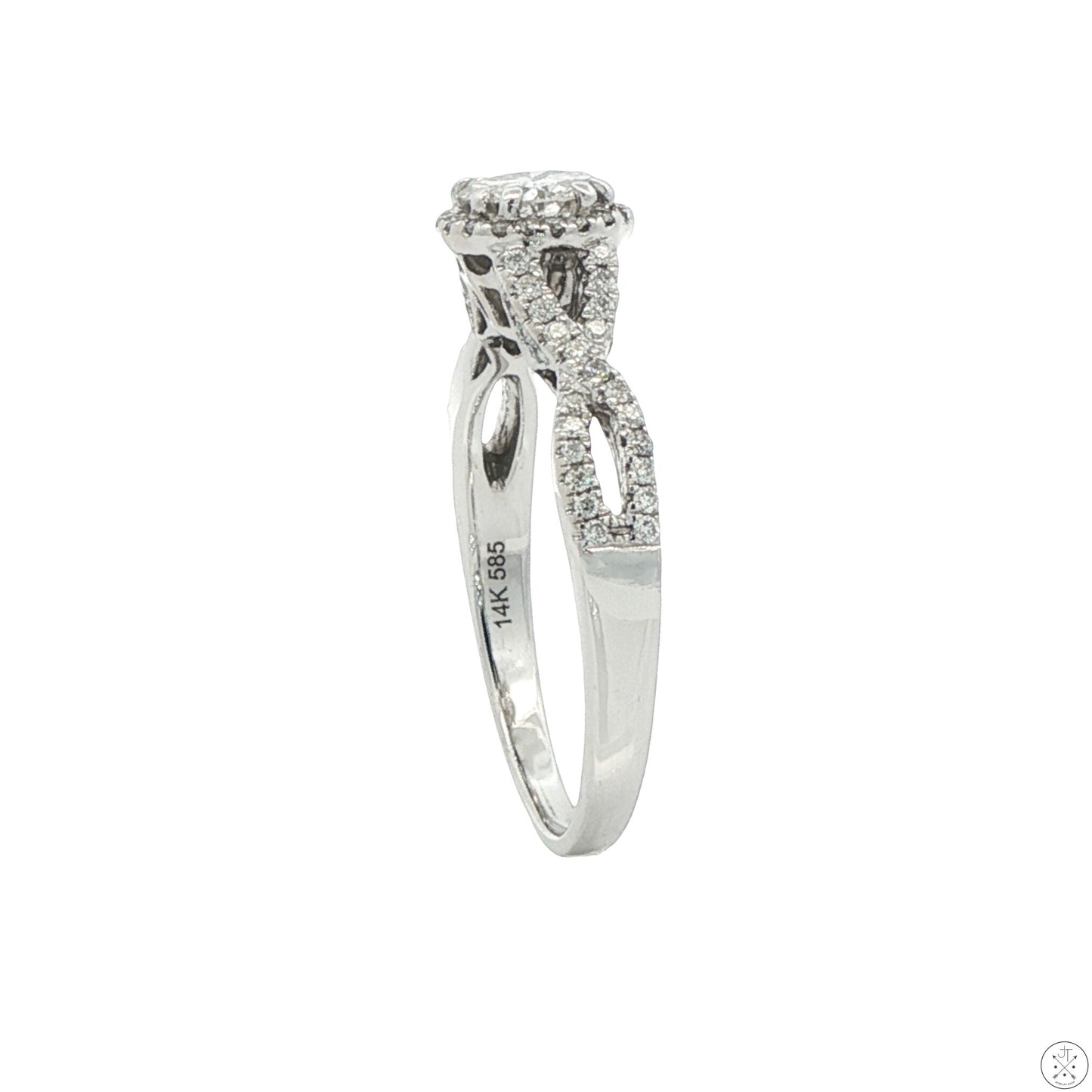 14k White Gold Engagement Ring with 1 ctw Diamonds Size 9