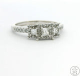 14k White Gold Past Present Future Ring with 1/2 ctw Diamonds Size 6.75