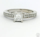 14k White Gold Engagement Ring with 2/3 ctw Diamonds Size 6.25 Princess Vintage Style