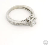 14k White Gold Engagement Ring with 2/3 ctw Diamonds Size 6.25 Princess Vintage Style