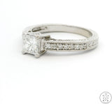 14k White Gold Engagement Ring with 2/3 ctw Diamonds Size 6.25 Princess Vintage Style