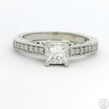 14k White Gold Engagement Ring with 2/3 ctw Diamonds Size 6.25 Princess Vintage Style