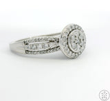 10k White Gold Halo Engagement Ring with 3/4 ctw Diamonds Size 7