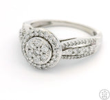 10k White Gold Halo Engagement Ring with 3/4 ctw Diamonds Size 7