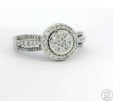 10k White Gold Halo Engagement Ring with 3/4 ctw Diamonds Size 7