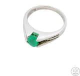 Custom New 10k White Gold Engagement Ring with Emerald and Diamond Size 8