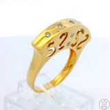 Custom 18k Yellow Gold Modernist Ring with Diamonds Size 6