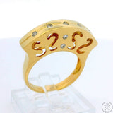 Custom 18k Yellow Gold Modernist Ring with Diamonds Size 6