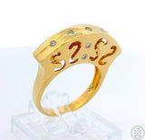 Custom 18k Yellow Gold Modernist Ring with Diamonds Size 6