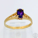 Vintage 14k Yellow Gold Solitaire Ring with Amethyst Size 6.5