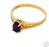 Vintage 14k Yellow Gold Solitaire Ring with Amethyst Size 6.5