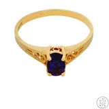 Vintage 14k Yellow Gold Solitaire Ring with Amethyst Size 6.5