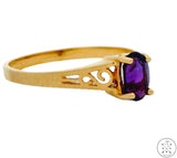 Vintage 14k Yellow Gold Solitaire Ring with Amethyst Size 6.5