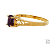 Vintage 14k Yellow Gold Solitaire Ring with Amethyst Size 6.5