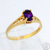 Vintage 14k Yellow Gold Solitaire Ring with Amethyst Size 6.5