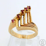 1970s Style 14k Yellow Gold Ring with Pink Sapphires Size 5.75