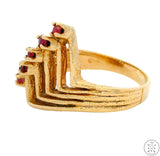 1970s Style 14k Yellow Gold Ring with Pink Sapphires Size 5.75