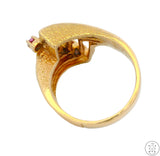 1970s Style 14k Yellow Gold Ring with Pink Sapphires Size 5.75