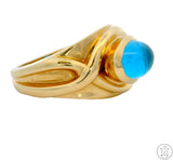 Heavy Vintage 14k Yellow Gold Ring with Topaz Cabochon Size 5.75