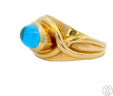 Heavy Vintage 14k Yellow Gold Ring with Topaz Cabochon Size 5.75