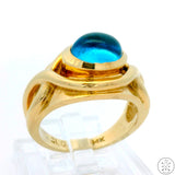 Heavy Vintage 14k Yellow Gold Ring with Topaz Cabochon Size 5.75