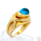 Heavy Vintage 14k Yellow Gold Ring with Topaz Cabochon Size 5.75