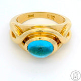 Heavy Vintage 14k Yellow Gold Ring with Topaz Cabochon Size 5.75