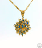 Vintage 14k Yellow Gold Pendant Necklace with Sapphire and Diamond 20 inch