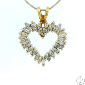 10k Yellow Gold Heart Pendant with 1/2 ctw Diamonds