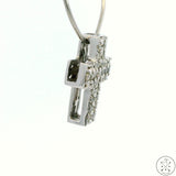 New 14k White Gold Cross Pendant with .37 ctw Diamonds