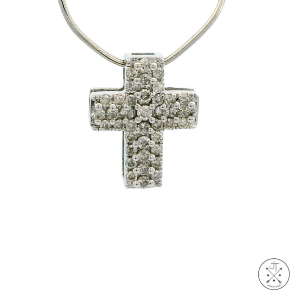 New 14k White Gold Cross Pendant with .37 ctw Diamonds