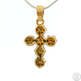 New 10k Yellow Gold Cross Pendant with 1/3 ctw Diamonds Light Brown