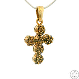 New 10k Yellow Gold Cross Pendant with 1/3 ctw Diamonds Light Brown