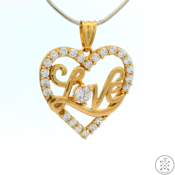 New Love 10k Yellow Gold Heart Pendant with Cubic Zirconia