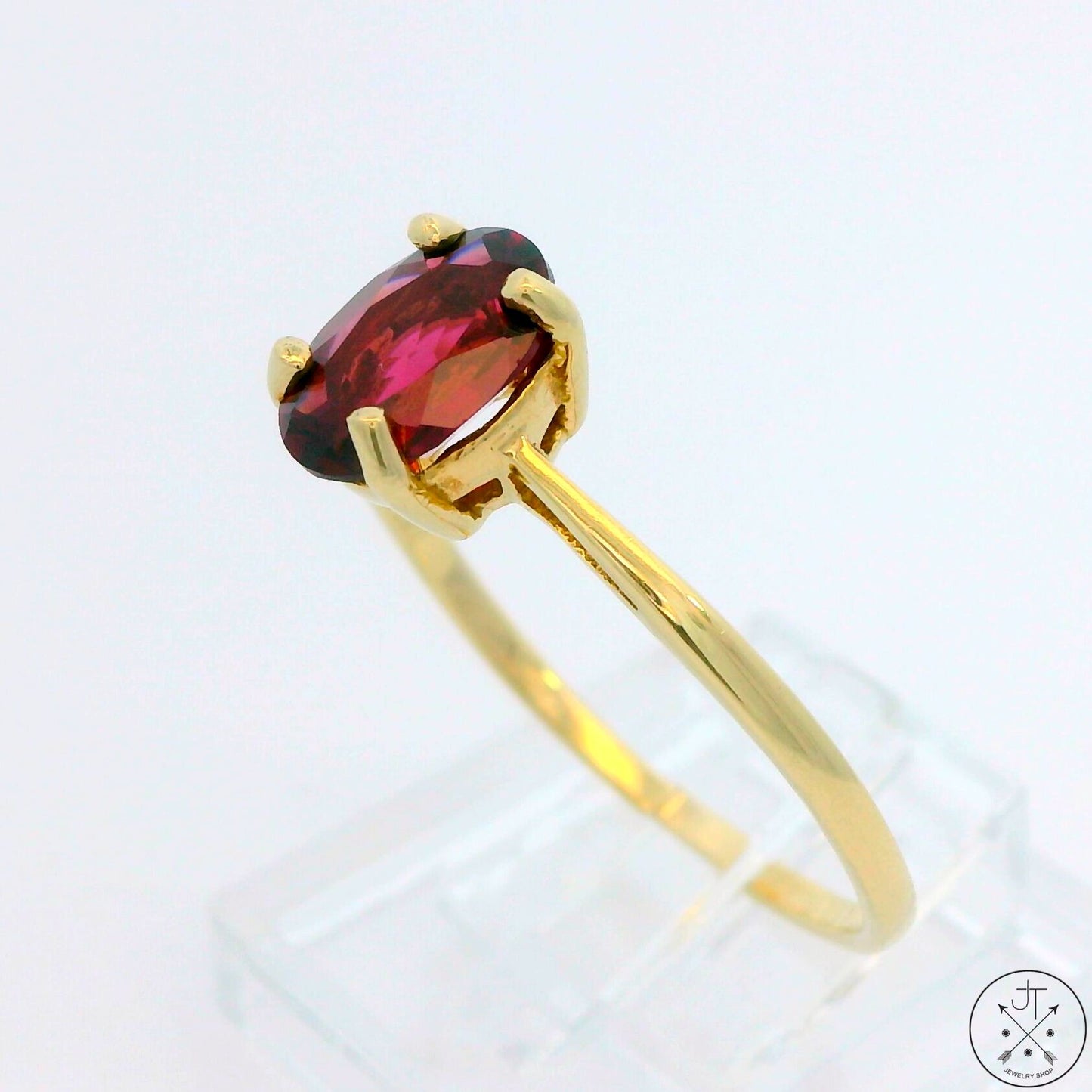 10k Yellow Gold Solitaire Ring with Tourmaline Size 10