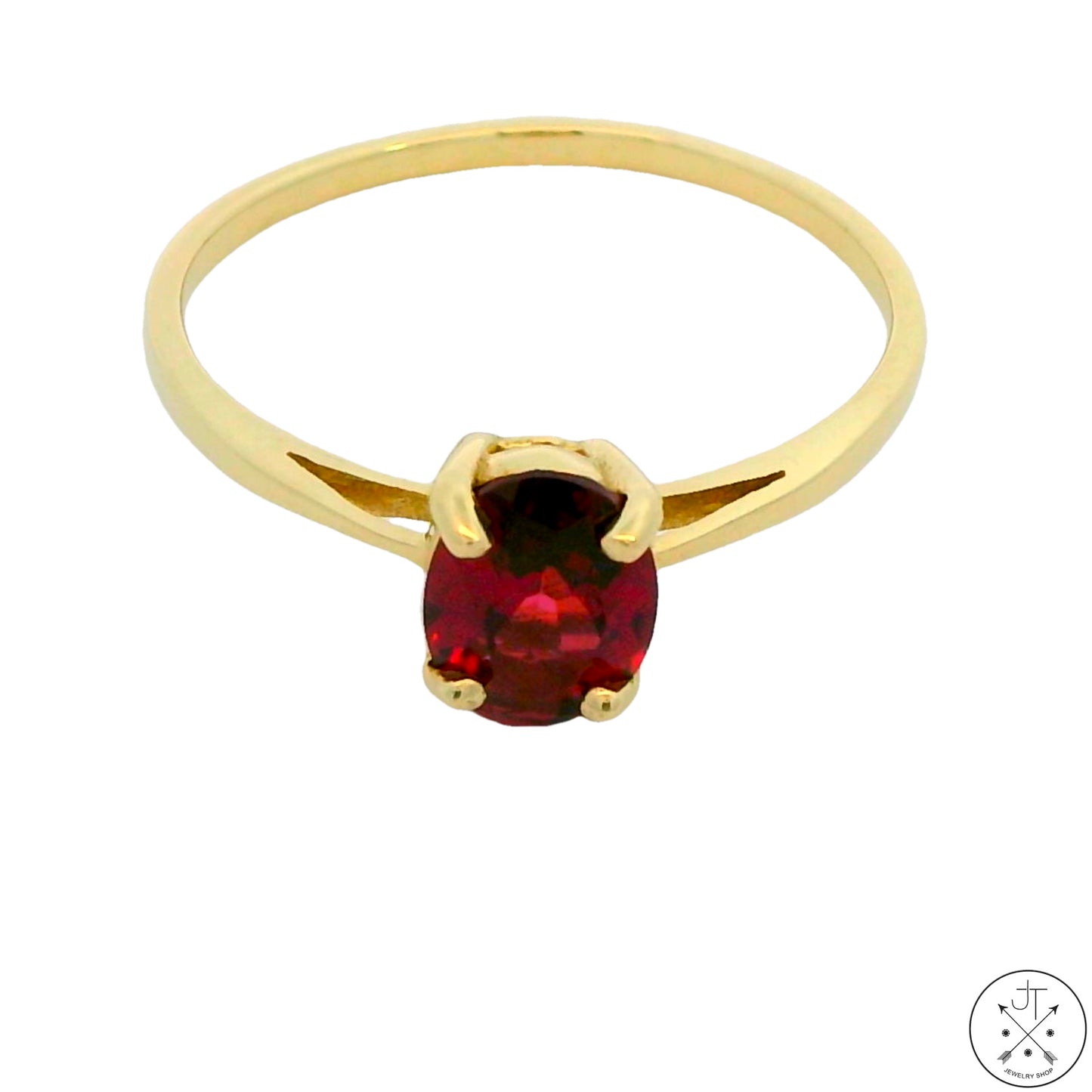 10k Yellow Gold Solitaire Ring with Tourmaline Size 10