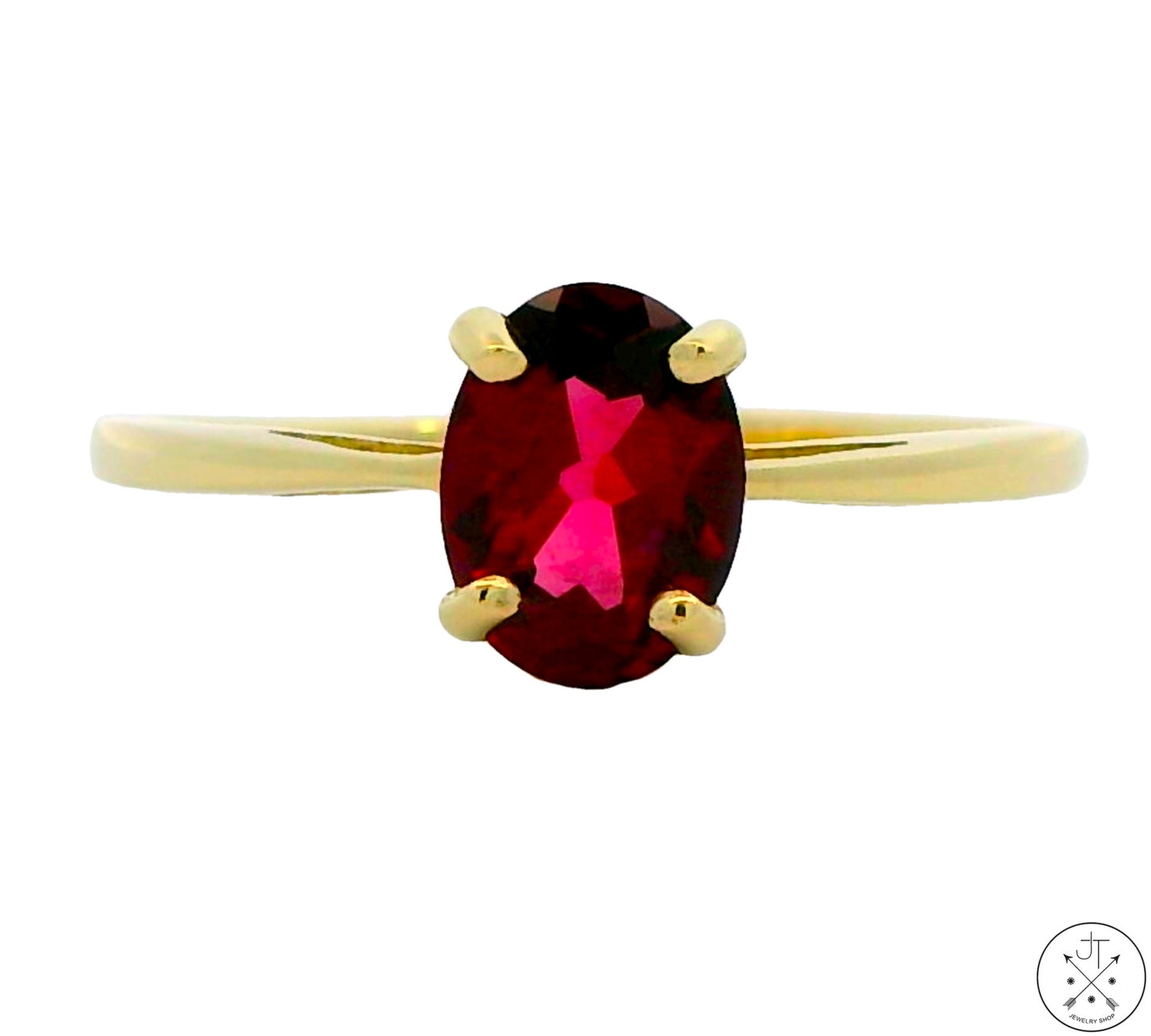 10k Yellow Gold Solitaire Ring with Tourmaline Size 10