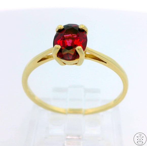 10k Yellow Gold Solitaire Ring with Tourmaline Size 10