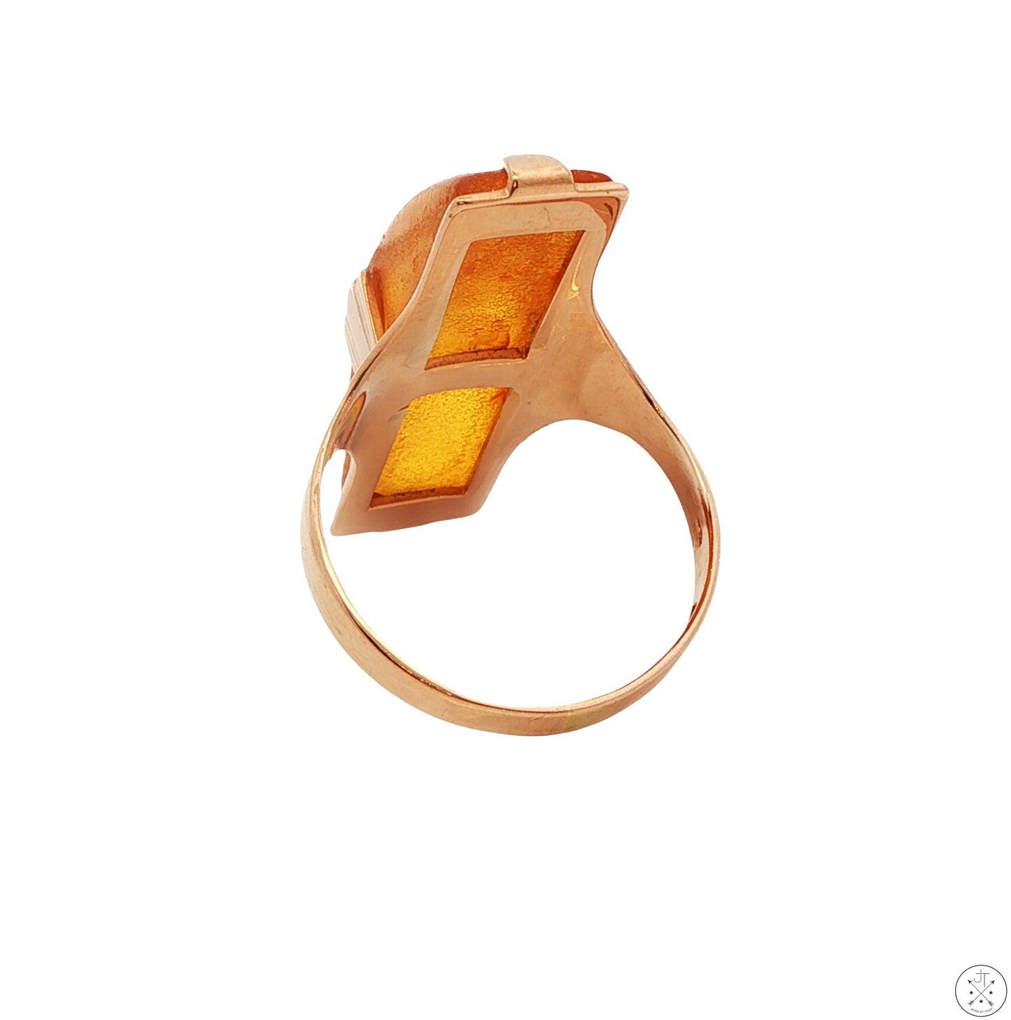 Vintage 14k Rose Gold Ring with Amber Size 7.5