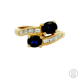 14k Yellow Gold Bypass Ring with London Blue Topaz and Diamond Size 5.5