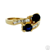 14k Yellow Gold Bypass Ring with London Blue Topaz and Diamond Size 5.5