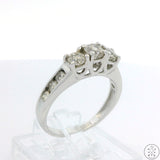 10k White Gold 3-Stone Ring with .85 ctw Diamonds Size 5.5