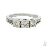 10k White Gold 3-Stone Ring with .85 ctw Diamonds Size 5.5