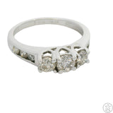 10k White Gold 3-Stone Ring with .85 ctw Diamonds Size 5.5