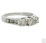 10k White Gold 3-Stone Ring with .85 ctw Diamonds Size 5.5